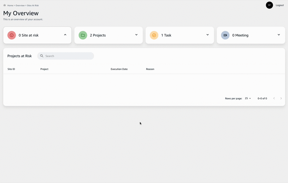 Overview Projects Tab